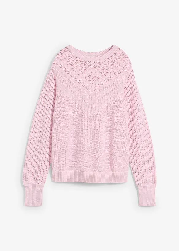 Maglione traforato in misto lino, bonprix