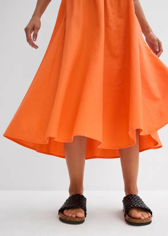 Gonna midi in misto lino, bonprix