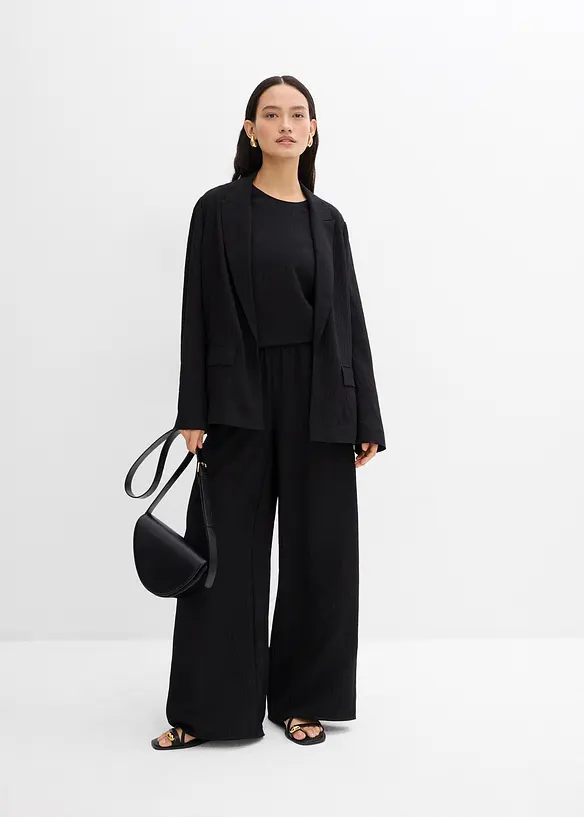 Blazer in misto viscosa crinkle strutturato, bonprix