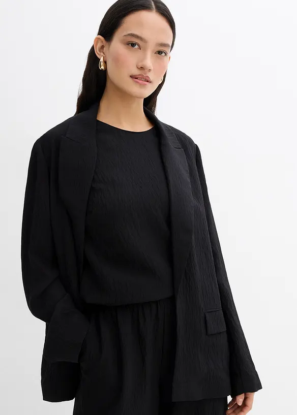 Blazer in misto viscosa crinkle strutturato, bonprix