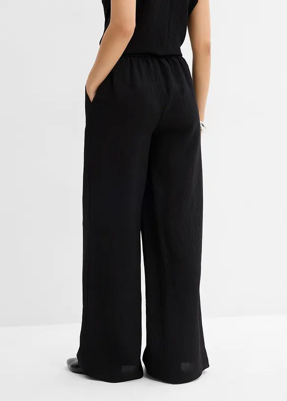 Pantaloni in misto viscosa crinkle strutturato, bonprix