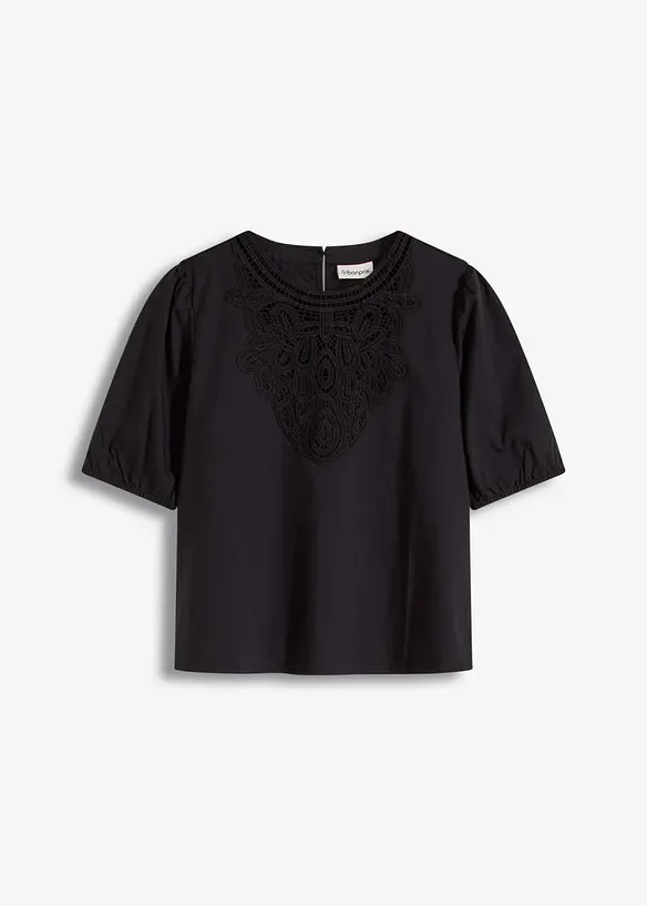 Blusa a maniche corte con pizzo, bonprix