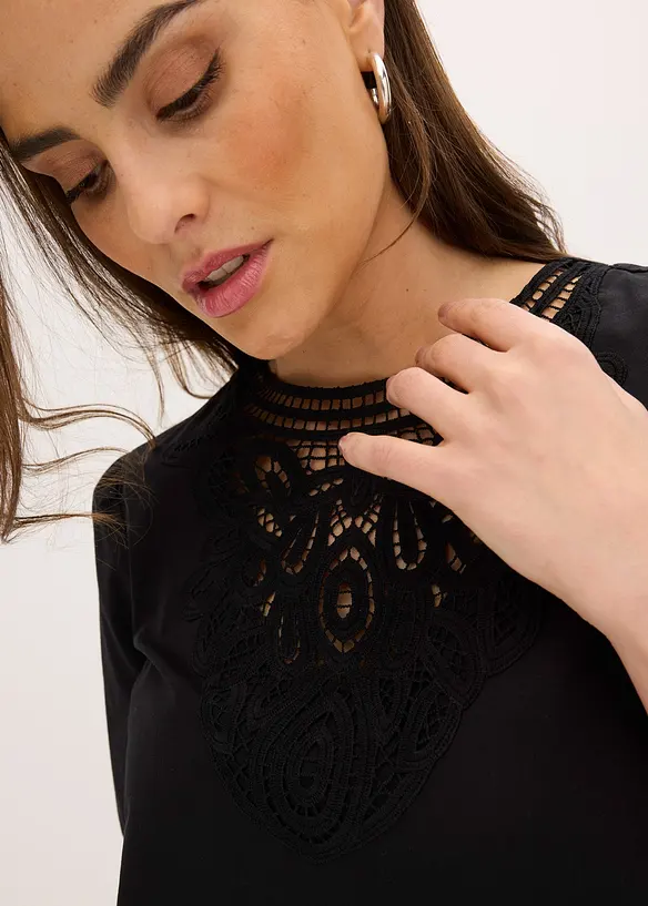 Blusa a maniche corte con pizzo, bonprix