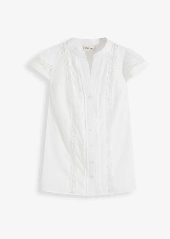 Camicetta in puro cotone con ricamo traforato, bonprix