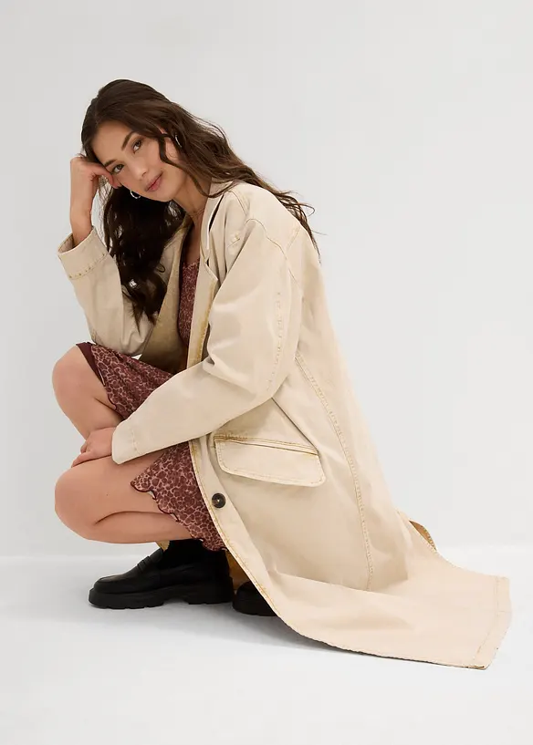 Trench lungo in twill, bonprix