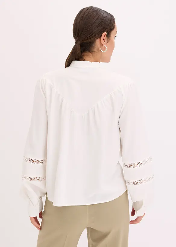 Camicetta in misto lino con inserto all'uncinetto, bonprix