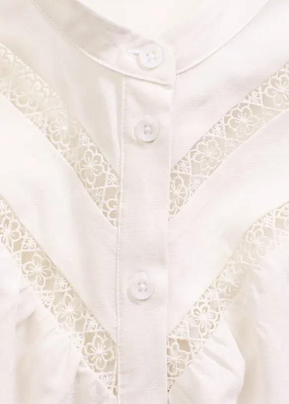 Camicetta in misto lino con inserto all'uncinetto, bonprix
