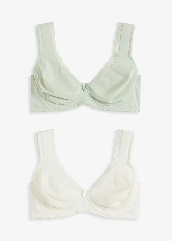 Reggiseno t-shirt non imbottito con ferretto e cotone biologico (pacco da 2), bonprix