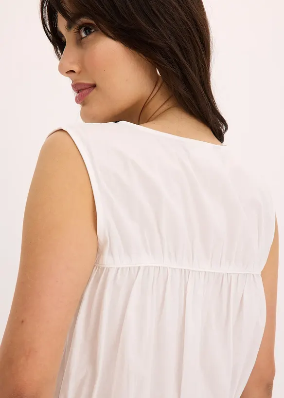 Blusa senza maniche con volant e laccetti, bonprix