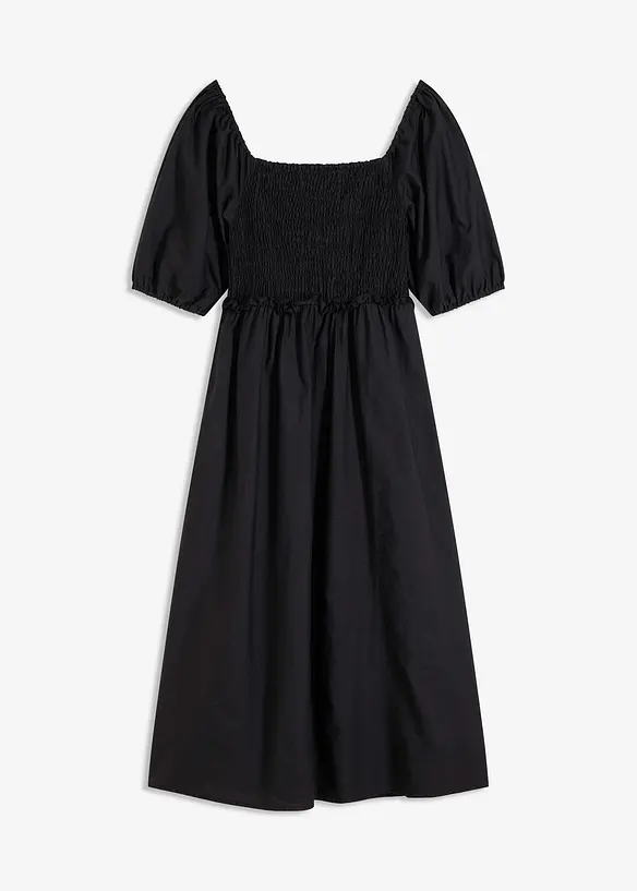 Abito midi con maniche a sbuffo e dettaglio smock, bonprix