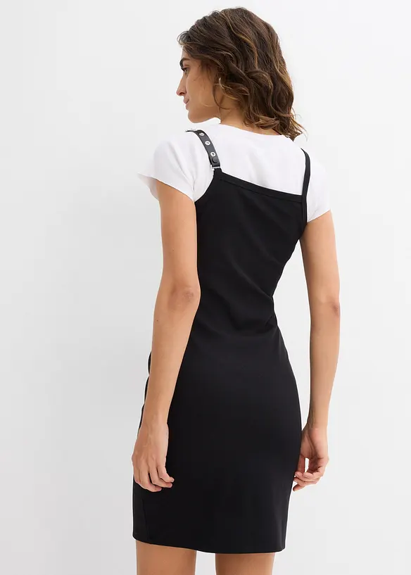 Abito con spalline e bordo a contrasto, bonprix