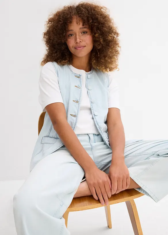Jeans cropped a palloncino, vita media, bonprix