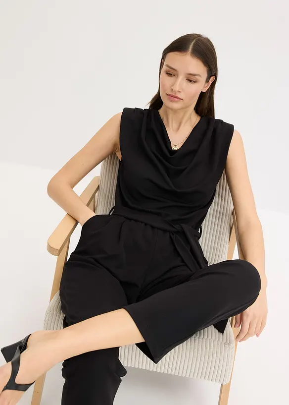 Tuta elegante in jersey con spalline imbottite, bonprix