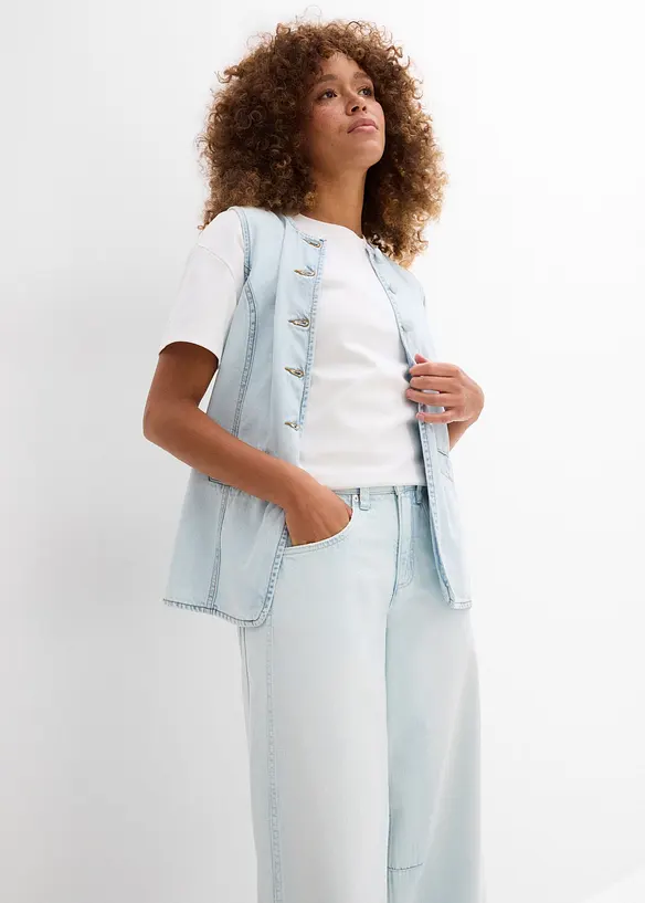 Jeans cropped a palloncino, vita media, bonprix