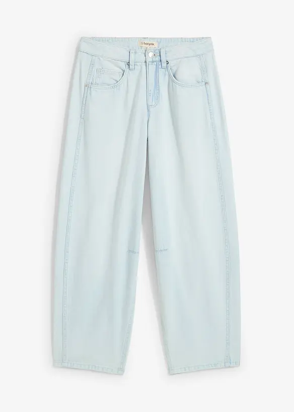 Jeans cropped a palloncino, vita media, bonprix