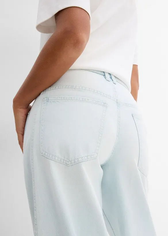 Jeans cropped a palloncino, vita media, bonprix