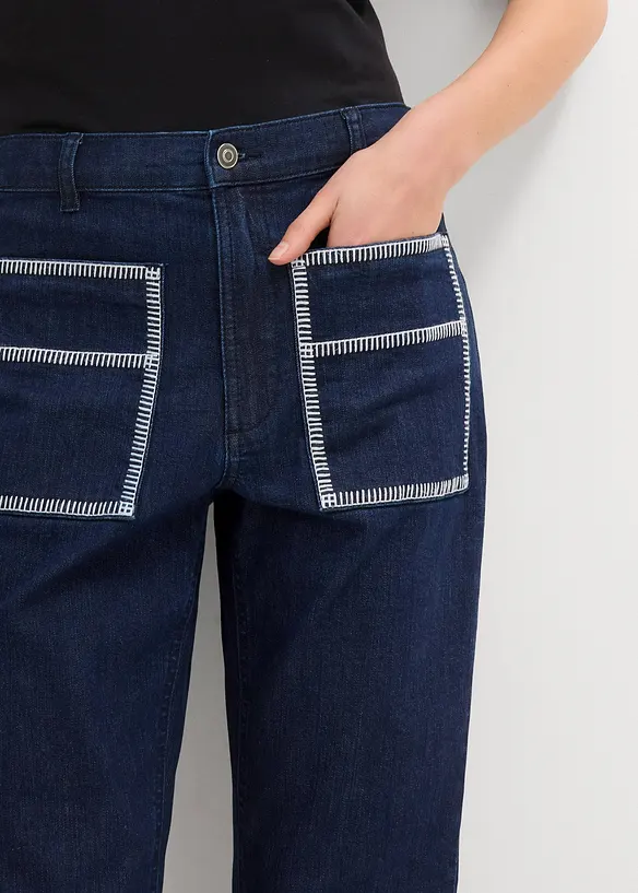 Jeans straight cropped, vita alta, bonprix