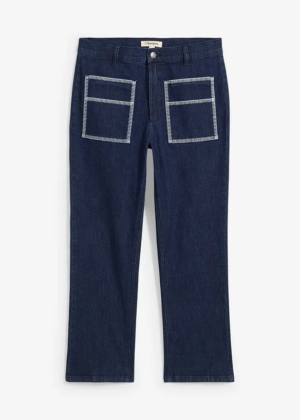 Jeans straight cropped, vita alta, bonprix
