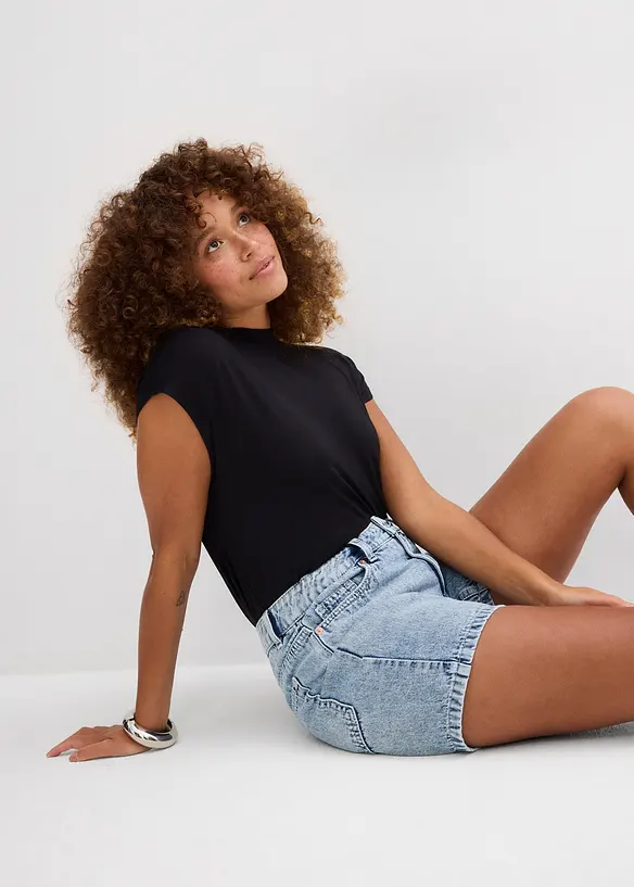 Bermuda in jeans, vita media, bonprix