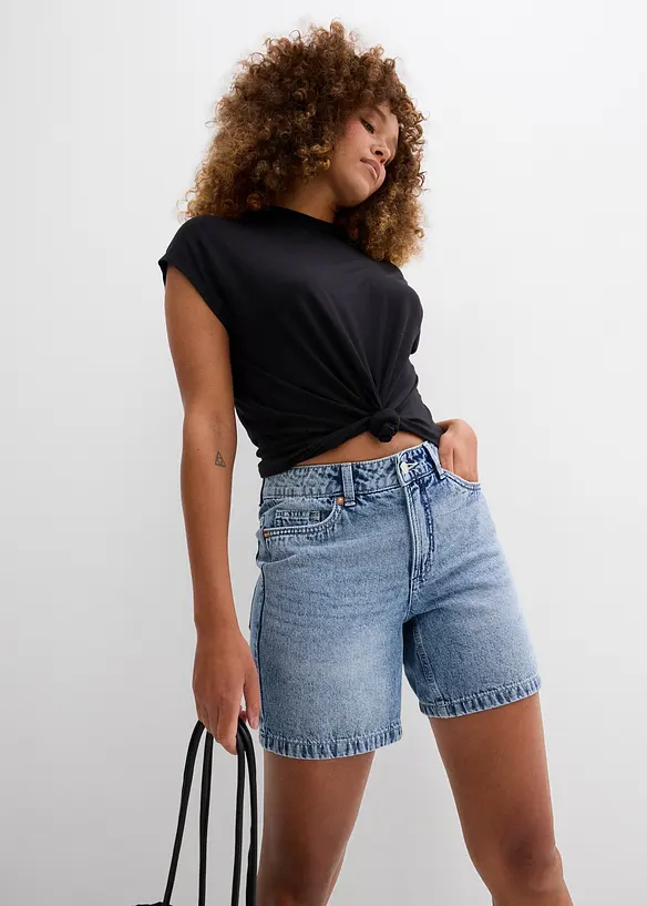 Bermuda in jeans, vita media, bonprix