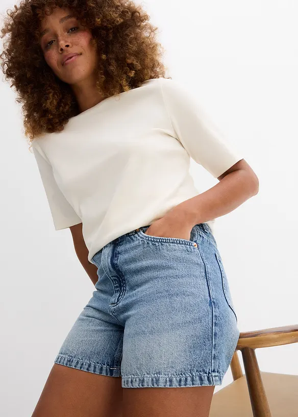 Shorts di jeans, vita alta, bonprix