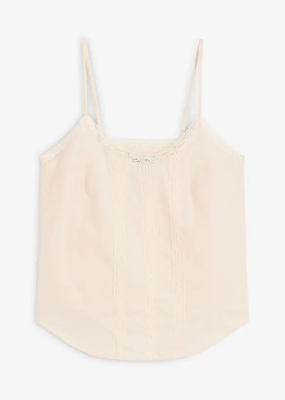 Top in puro cotone con ricamo traforato, bonprix