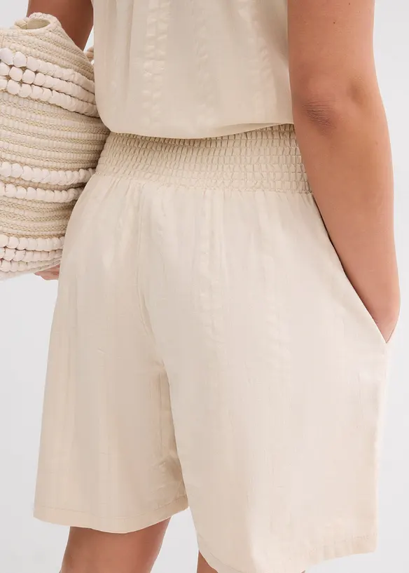 Shorts  con elastico in vita in seersucker di cotone, bonprix