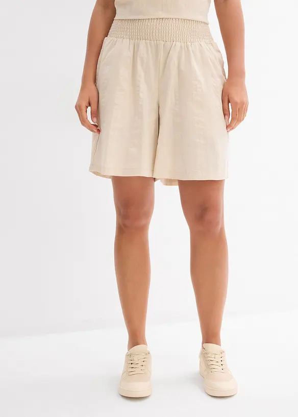 Shorts  con elastico in vita in seersucker di cotone, bonprix
