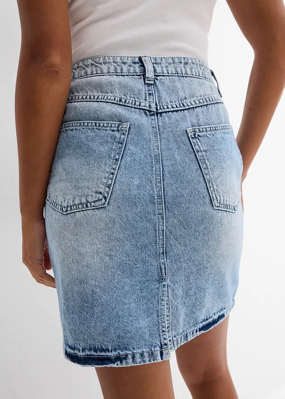 Gonna di jeans low stretch, vita media, bonprix