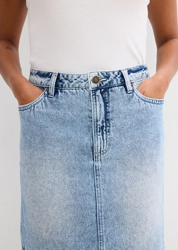 Gonna di jeans low stretch, vita media, bonprix