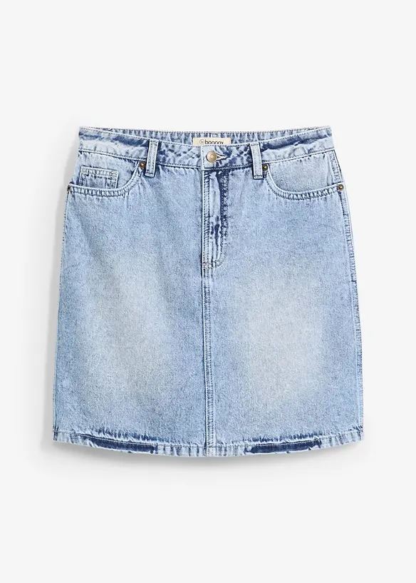 Gonna di jeans low stretch, vita media, bonprix