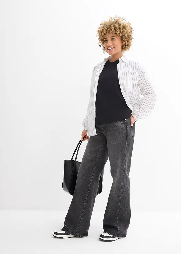 T-shirt asimmetrica in jersey di cotone pesante, bonprix