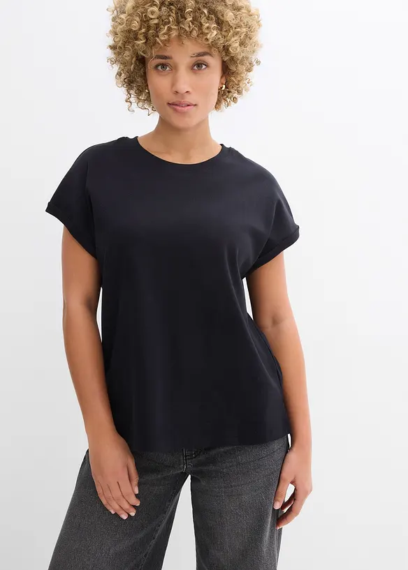 T-shirt asimmetrica in jersey di cotone pesante, bonprix