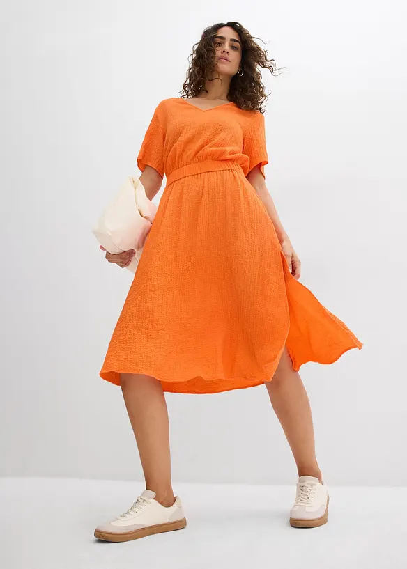 Abito midi in seersucker fresco, bonprix