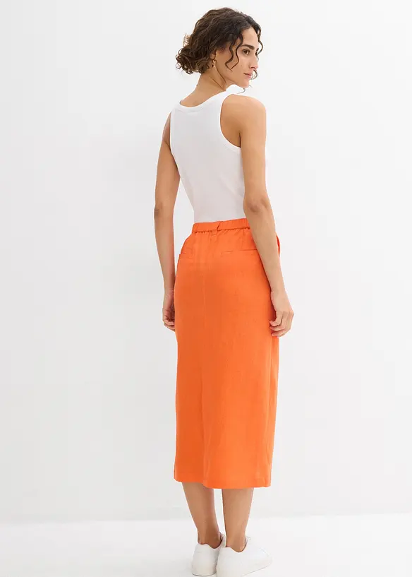 Gonna midi in misto lino fresco, bonprix