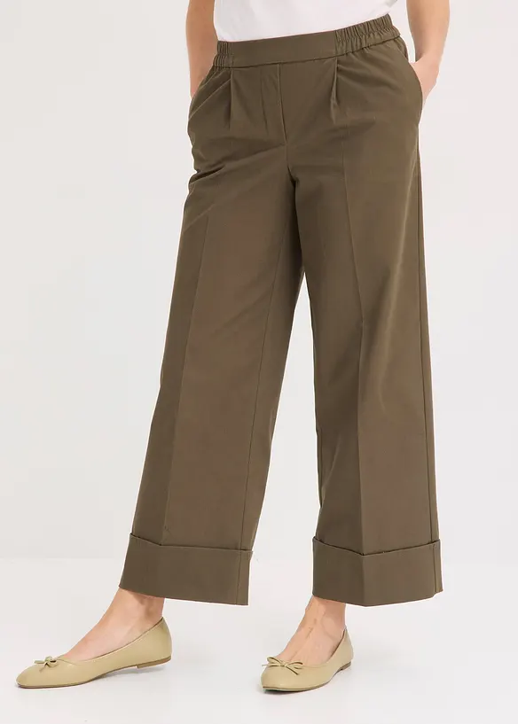 Pantaloni con pinces in cotone elasticizzato, bonprix