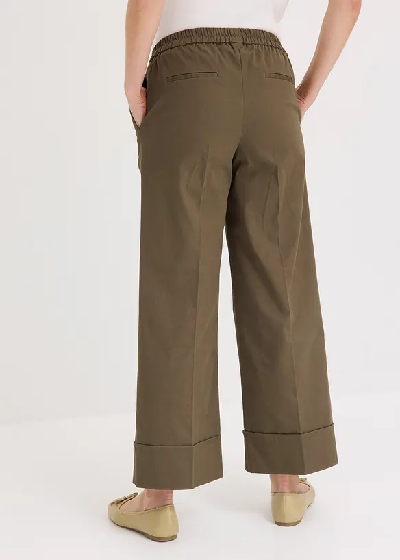 Pantaloni con pinces in cotone elasticizzato, bonprix