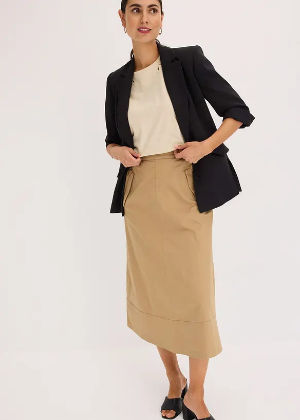 Gonna midi con cuciture decorative, bonprix