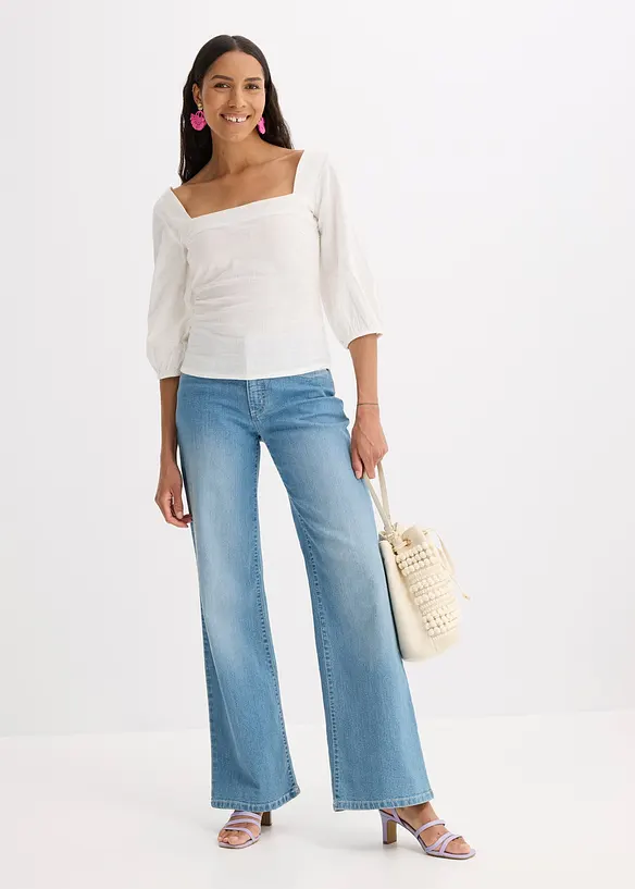 Blusa con maniche a sbuffo e dettaglio smock, bonprix