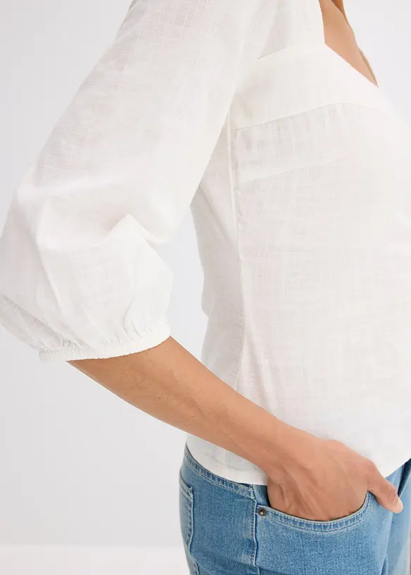 Blusa con maniche a sbuffo e dettaglio smock, bonprix