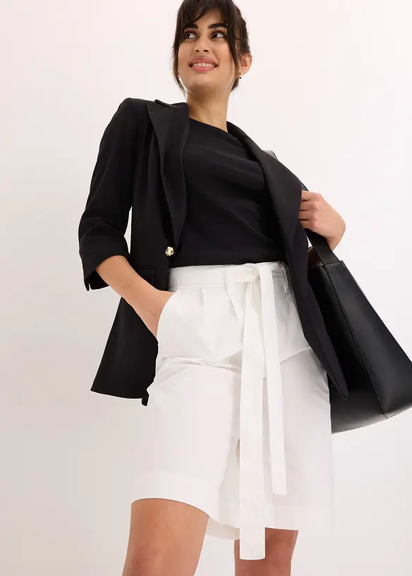 Shorts in twill con cintura da annodare, bonprix