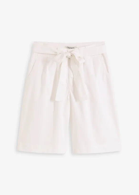 Shorts in twill con cintura da annodare, bonprix