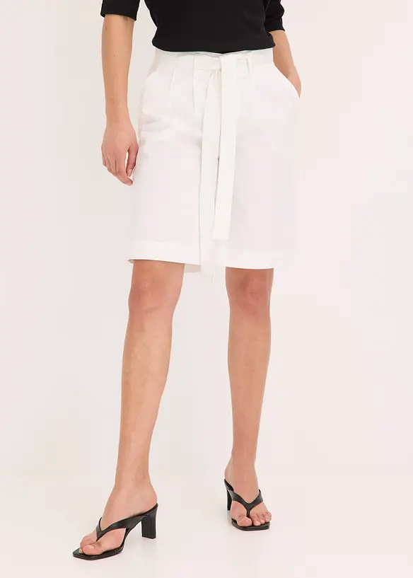 Shorts in twill con cintura da annodare, bonprix
