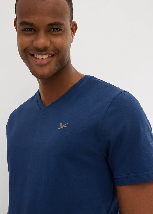 T-shirt con scollo a V in puro cotone biologico (pacco da 2), bonprix