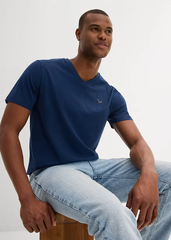 T-shirt con scollo a V in puro cotone biologico (pacco da 2), bonprix