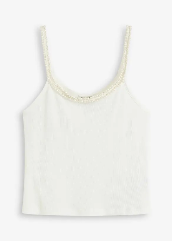 Top con spalline sottili e dettaglio gioiello, bonprix