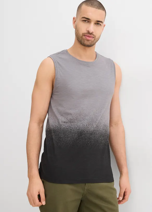 Canotta con colori sfumati in cotone biologico, slim fit, bonprix