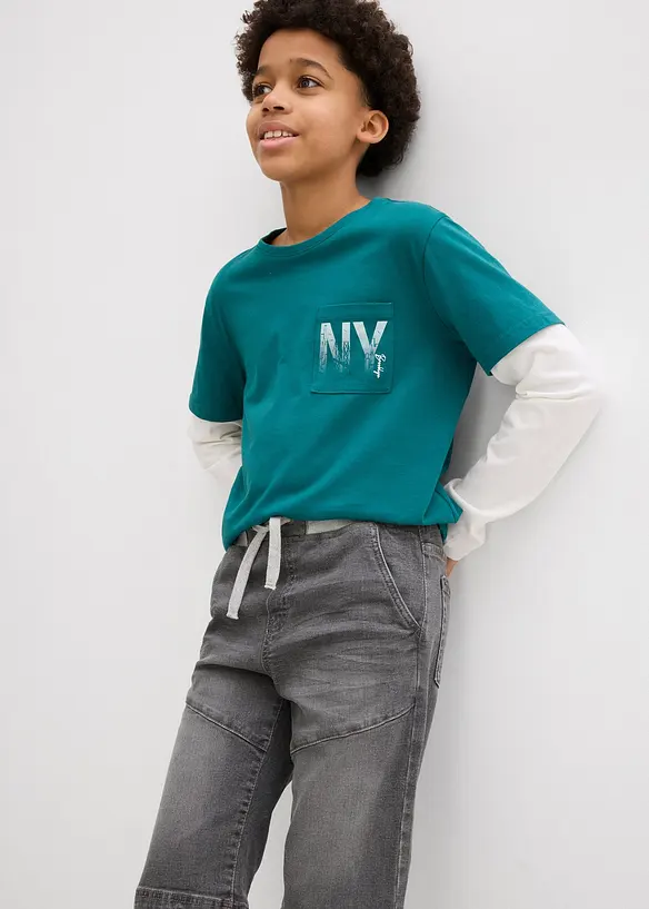 Bermuda in denim elasticizzato con elastico in vita, regular fit, bonprix