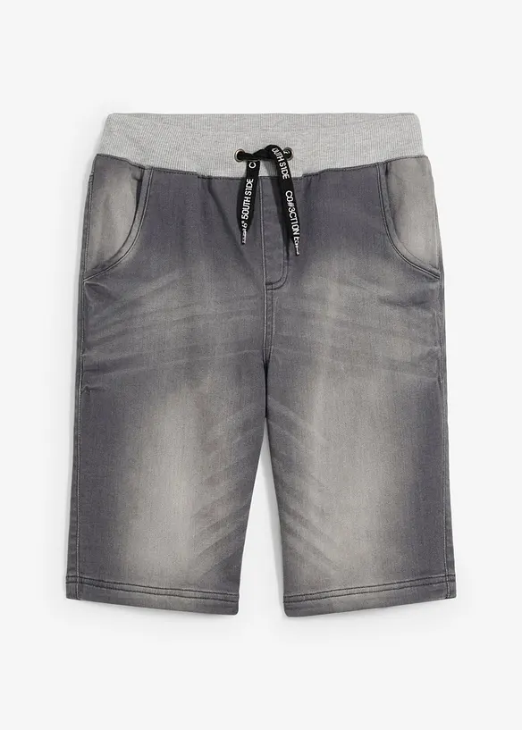 Bermuda di jeans in felpa con elastico in vita, regular fit, bonprix