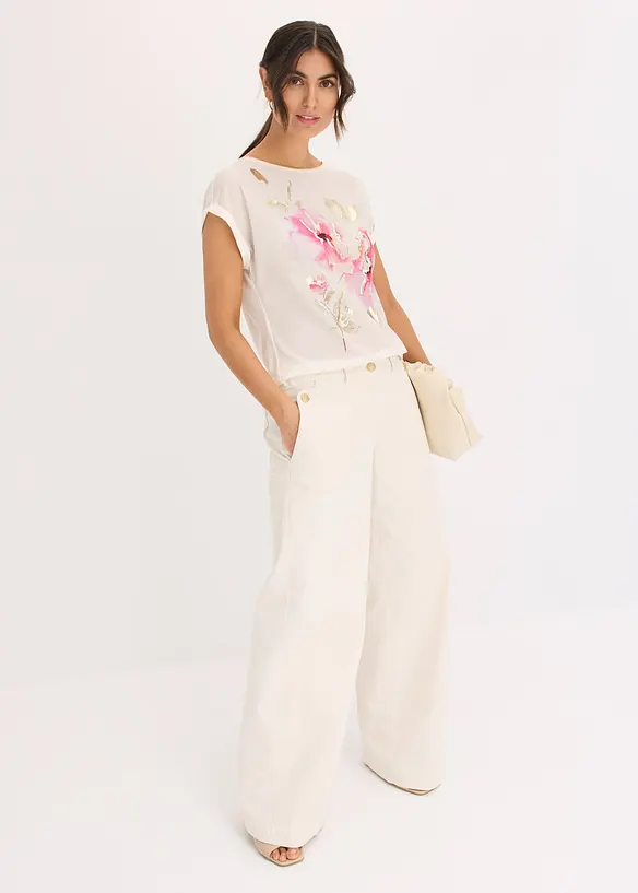 Maglia con inserto in satin, bonprix